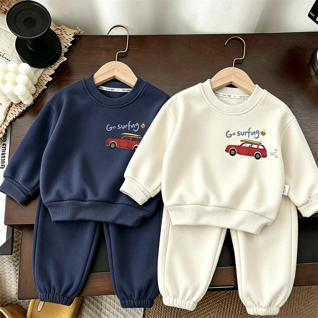 Autumn Costume Long-sleeved Round Neck Sweatshirts Hoodie Set