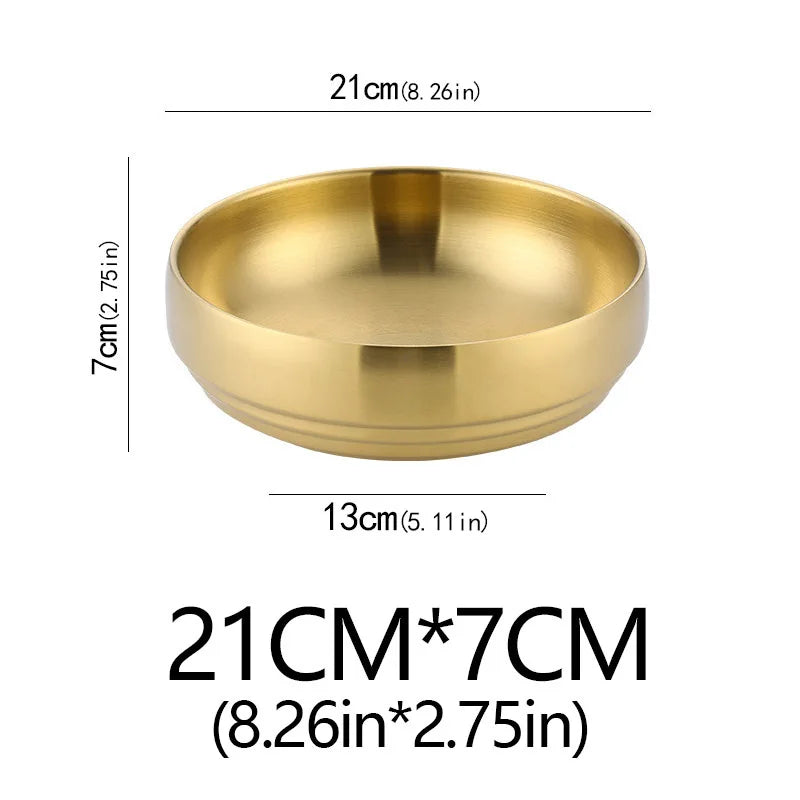 Stainless Steel Double Layer Cold Noodle Salad Bowl Fruit Bowl