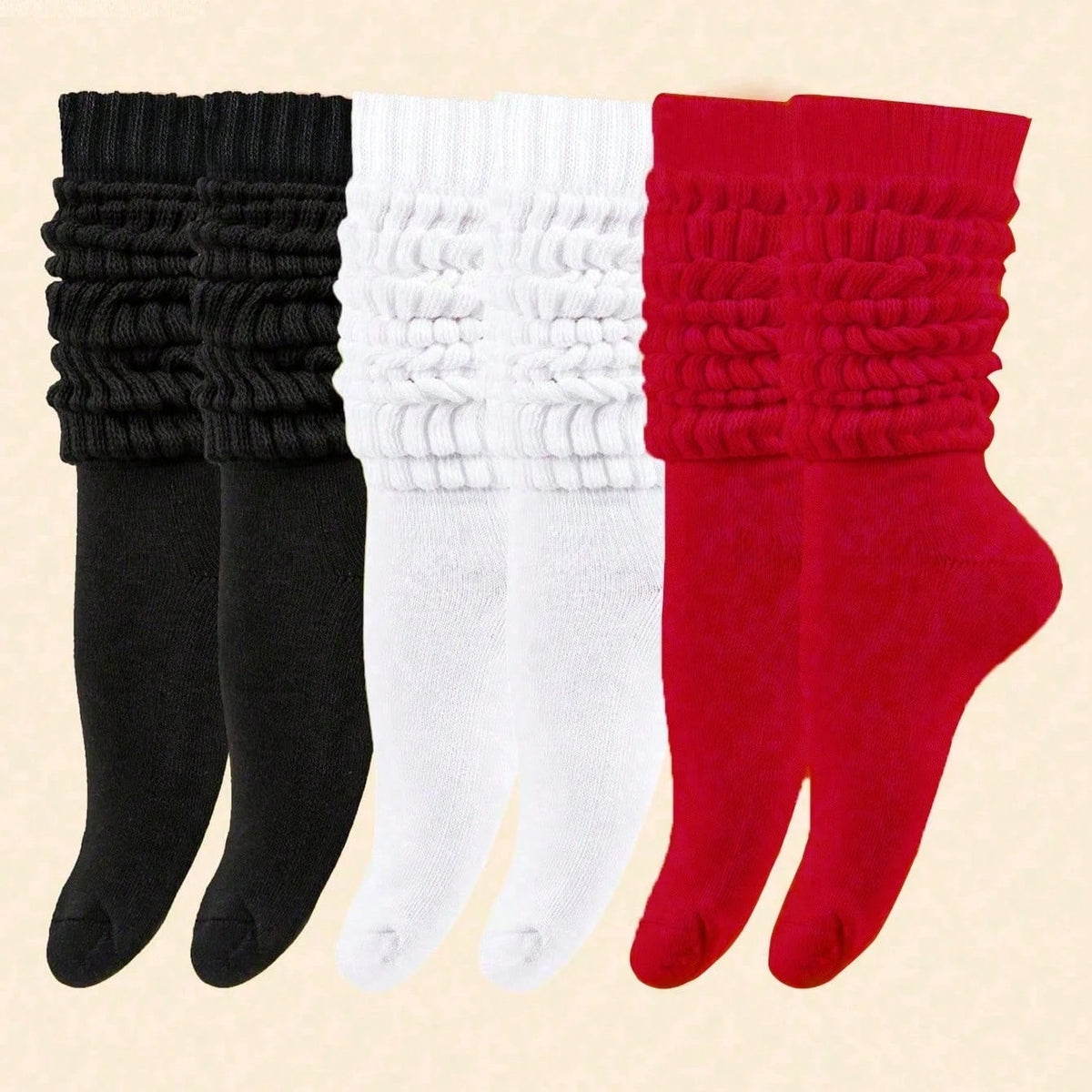 3/6 pairs Fall Winter Slouch Knit Slouchy Scrunch Socks