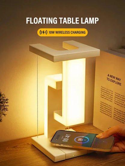 LED Night Lamp Creativity Physics Balance Suspension Table Desk Lamp Wireless Charger