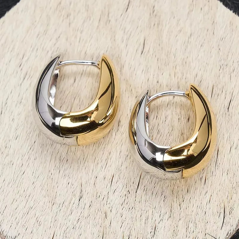 925 Sterling Silver Frosting Hoop Crossing Line Hollow Out Earrings