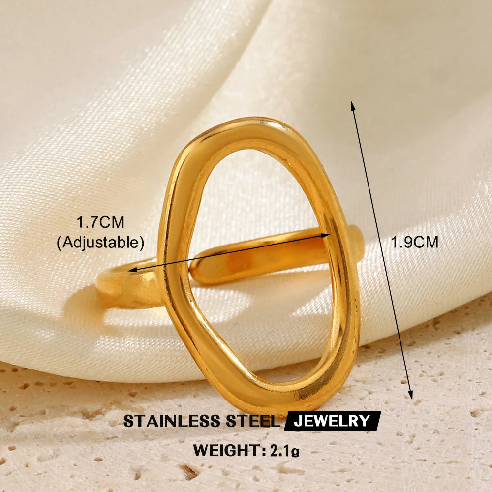 Gold Stainless Steel Heart Metal Hollow Waterproof Rings