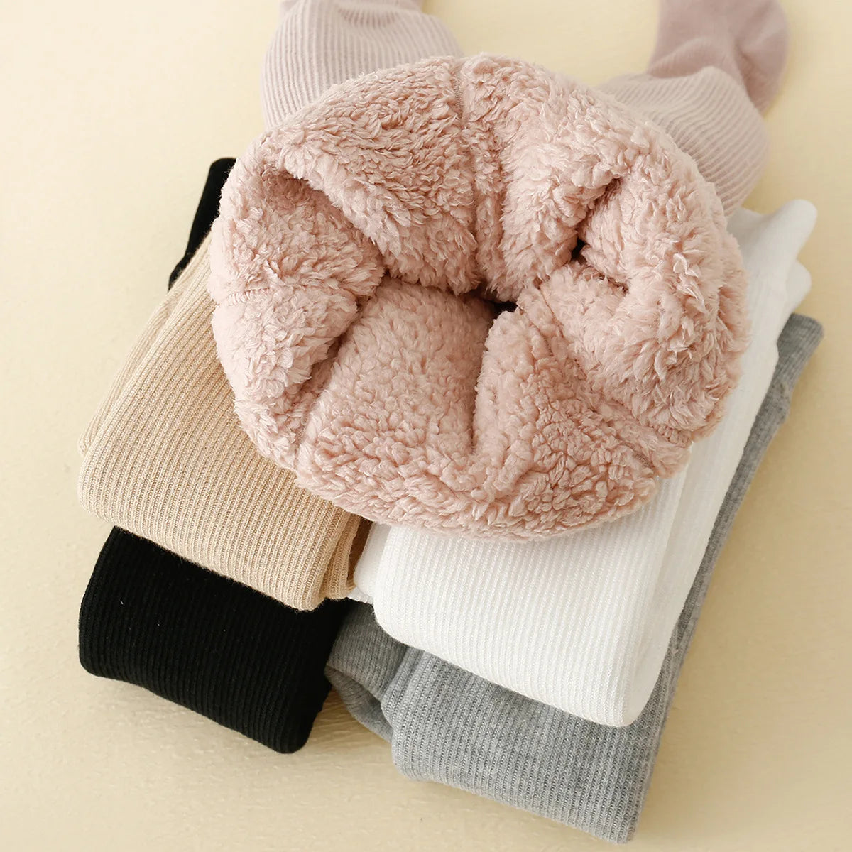 Winter Polar Fleece Lining Stripes Plus Thick Warmth Cotton Tights Toddler Leggings