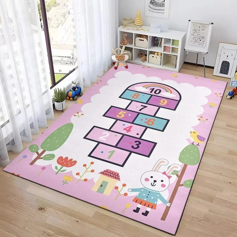 Interactive Hopscotch Play Mat Cartoon-Inspired Carpet