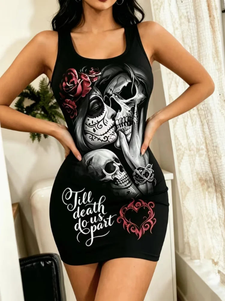 Casual Skeleton Cooling Shoulder Straps with Sleeves Off Shoulder Dress