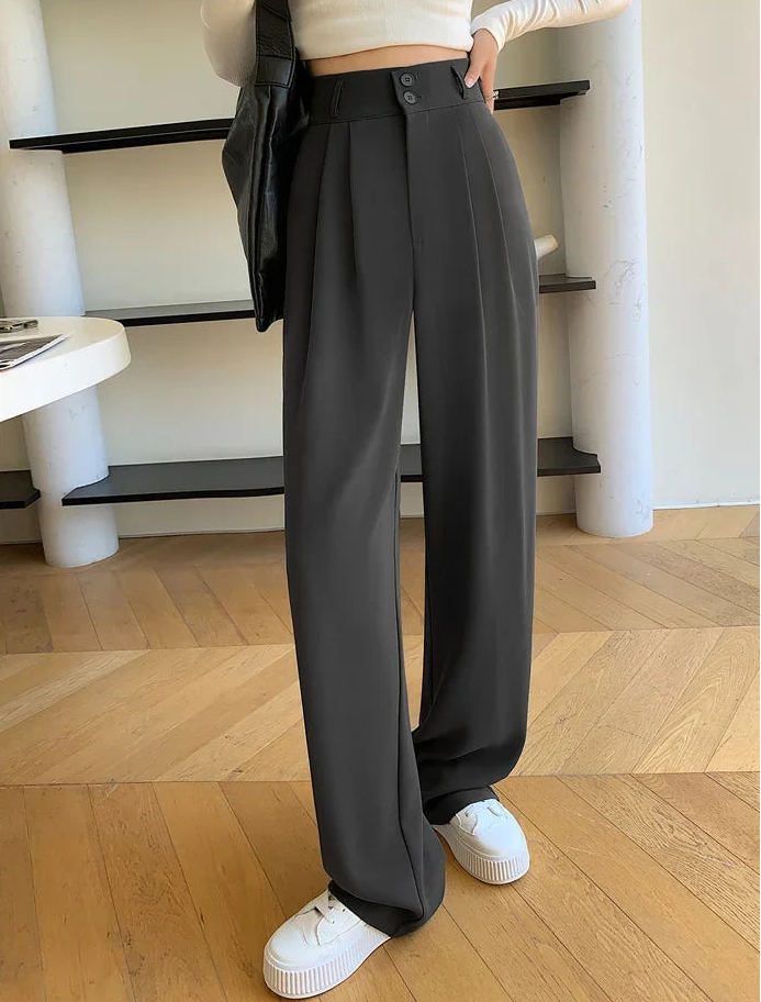 High Waist Suit Wide Leg Elegant Minimalism Straight Pants