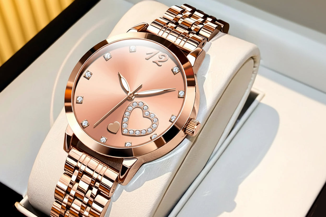 Quartz Stainless steel "Love" Dial Elegant Waterproof Luminous Quartz Watch