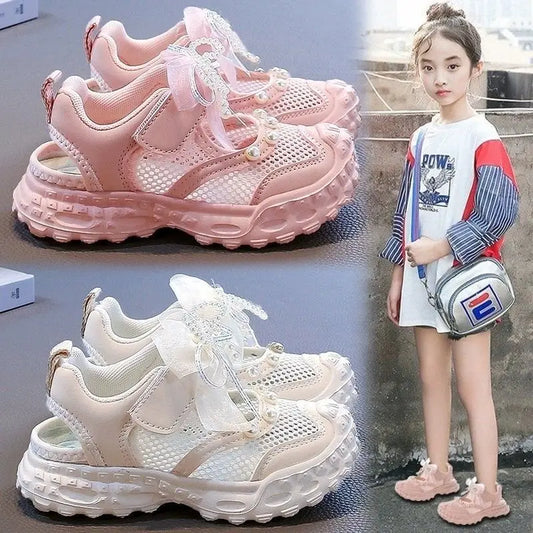 Baotou foreign pearl single mesh sneakers