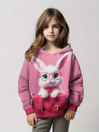 Long Sleeve 3D Cute Bunny Print Spring Fall Casual Hoodies