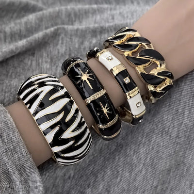 Zebra Shape Round Metal Wide Geometric Bracelet