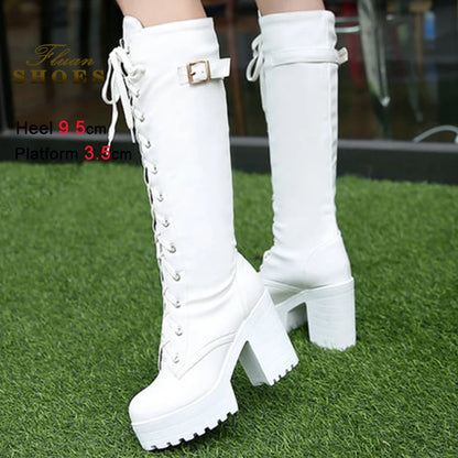 Sexy Knight Round Toe Knee High Boots