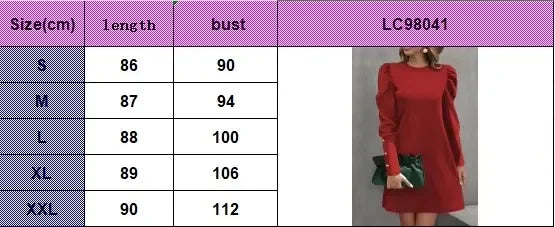 Round Neck Bubble Sleeve Long Sleeve Dress