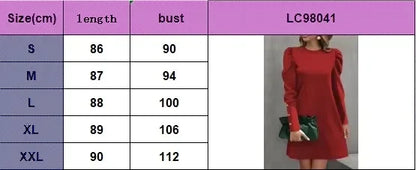 Round Neck Bubble Sleeve Long Sleeve Dress