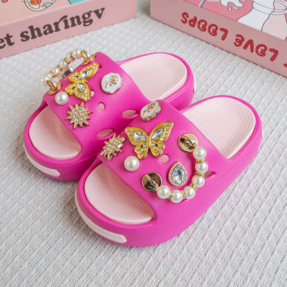 Cartoon Pearl Gold Butterfly Eva Slippers