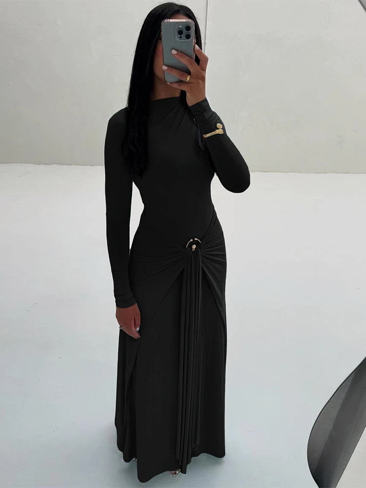Weird Puss Elegant Maxi Casual Skinny Full Sleeve Long Bodycon Dress