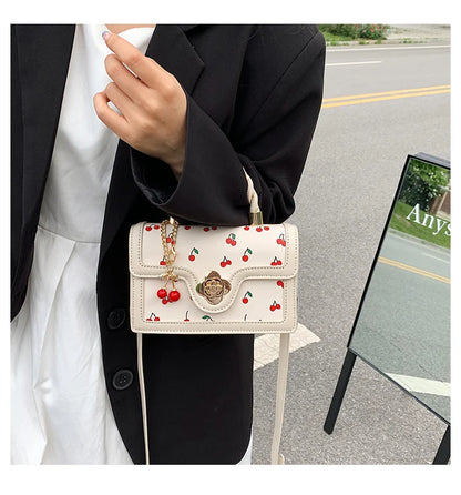 Sweet Cherry Square Chains Crossbody Bags