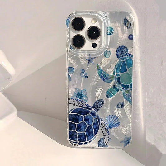 Cool Turtle Pattern Phone Chiffon Texture Cover