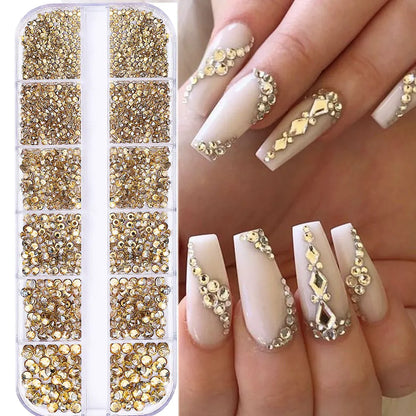 2400pcs+ Shiny Clear Crystal Gems Nail Rhinestones