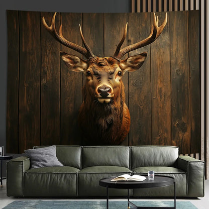 Classic Deer Head Tapestry Elegant Polyester Wall Art