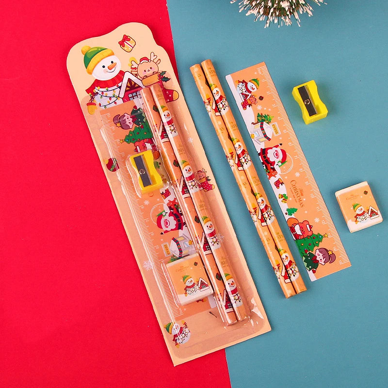 5pcs/Set Cute Cartoon Pencil Stationery Set
