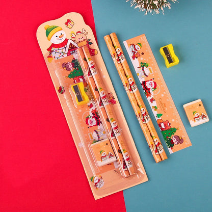 5pcs/Set Cute Cartoon Pencil Stationery Set