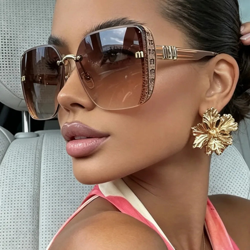 Oversized M Letter Light Luxury Square Sun Glasses