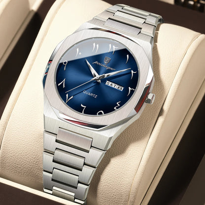Elegant Quartz Stainless Steel Luxury Wristwatch