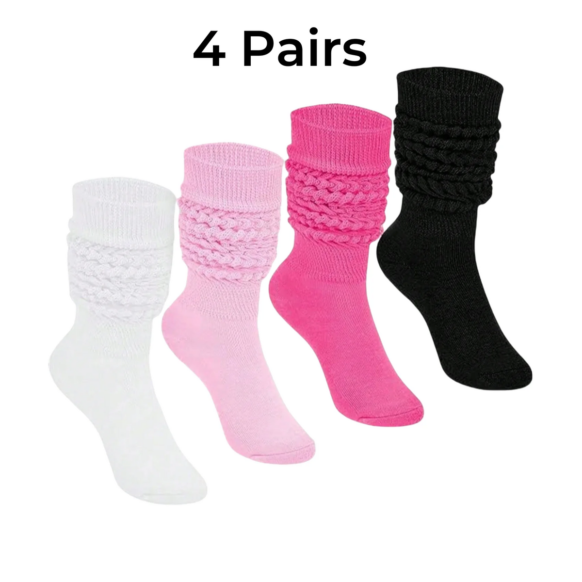 4/8 Pairs Slouch Knit Scrunch Scrunchie crew socks
