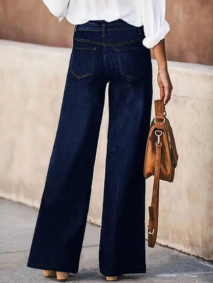 Wide Leg Denim Jeans with Belt