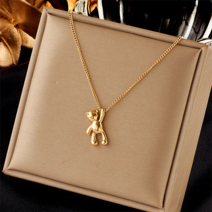Stainless Steel Butterfly Moon Lock Blue Eyes Necklace