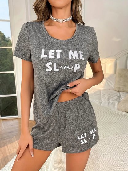 Letter Print Short Sleeve Soft Cotton Pyjama