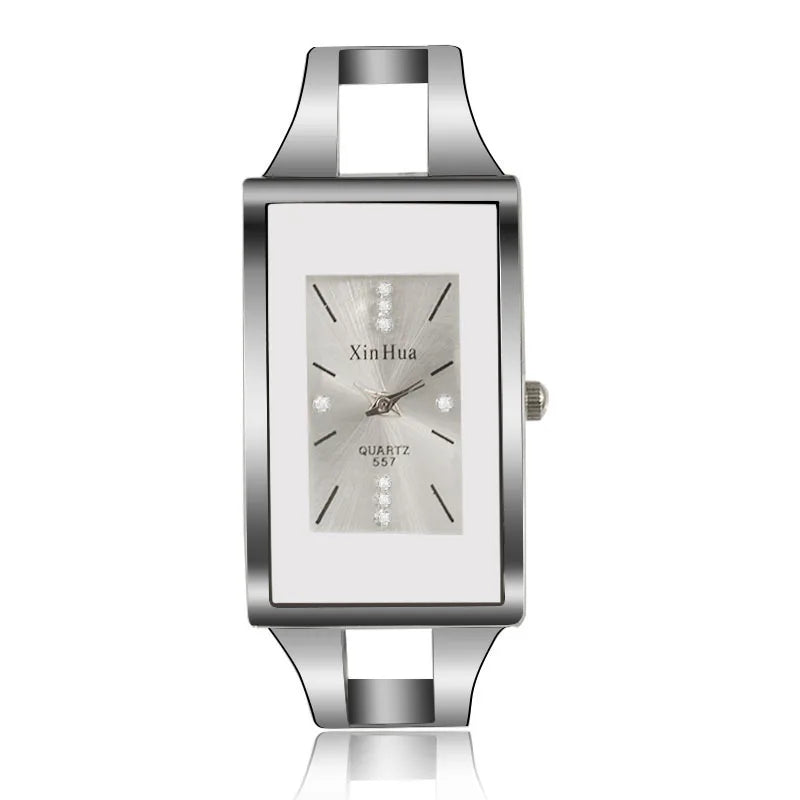Bracelet Exquisite Quartz Crystal Silver Elegant Stainless Steel Watch
