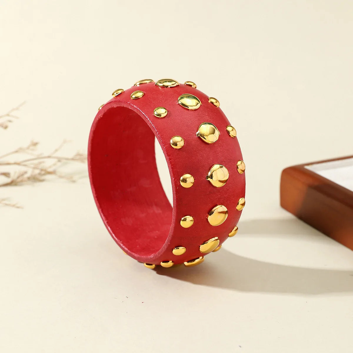 Exaggeration 8 Colors Round Geometric Wood Wide Bangles Bracelets