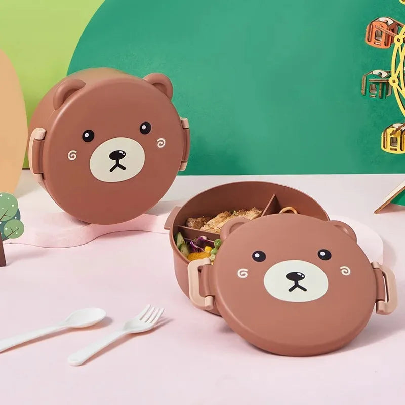Cute Bear Lunch Box With Compartments Lunch Food Container