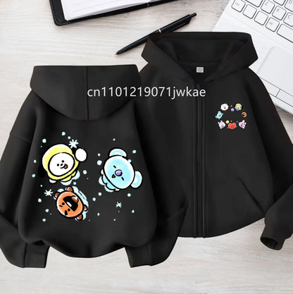 Tee Cute BT21 Mang Inspired Zipper Hoodie 3-12 Year Hoody Coat