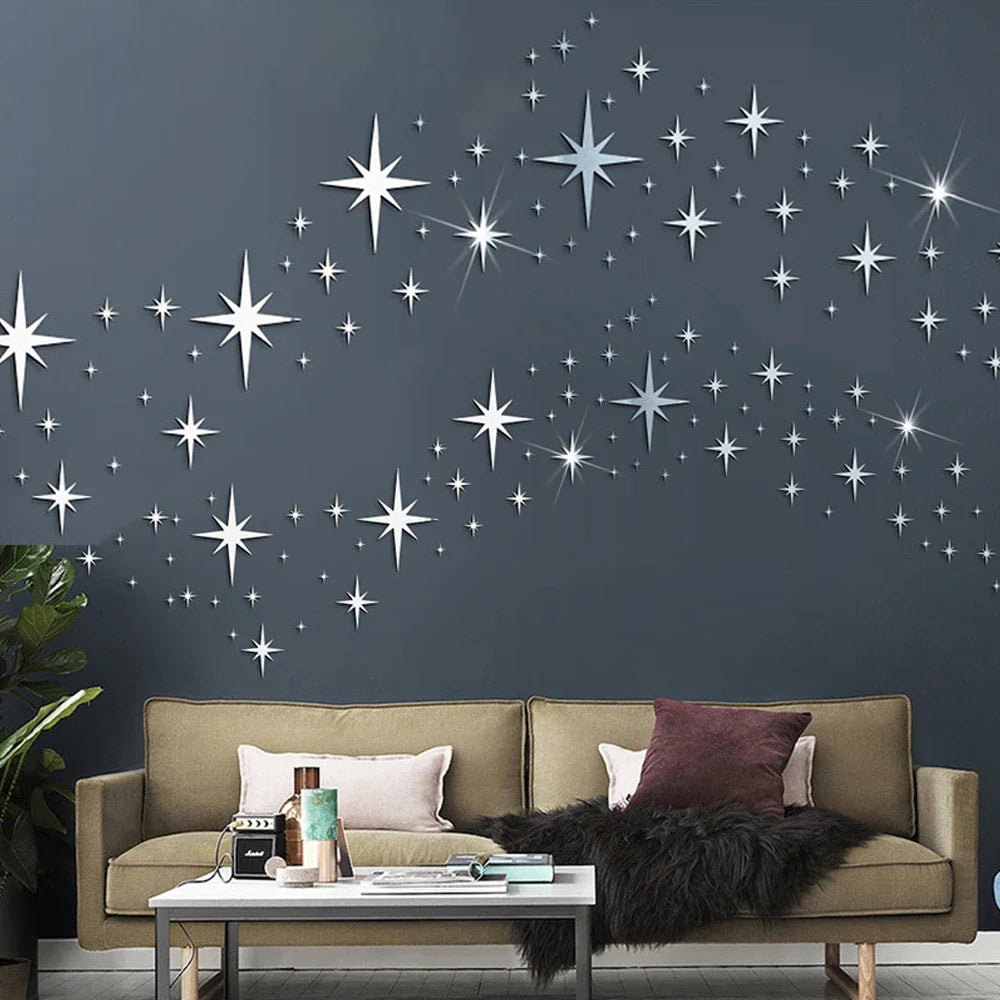 20/42pcs Acrylic Star Mirror Wall Stickers