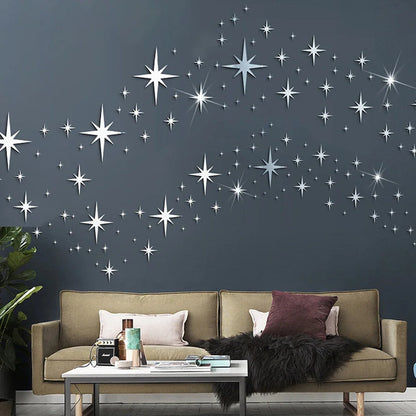 20/42pcs Acrylic Star Mirror Wall Stickers