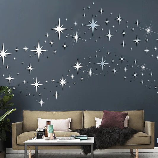 20/42pcs Acrylic Star Mirror Wall Stickers