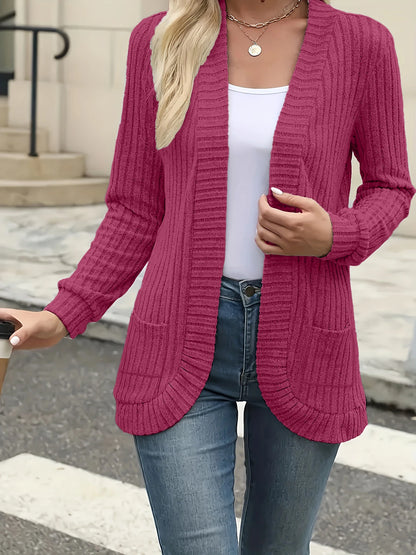 Stripe brushed cardigan jacket