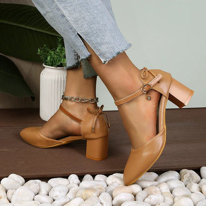 airy Style Thin-Strap High Heels Golden Buckle Shoes