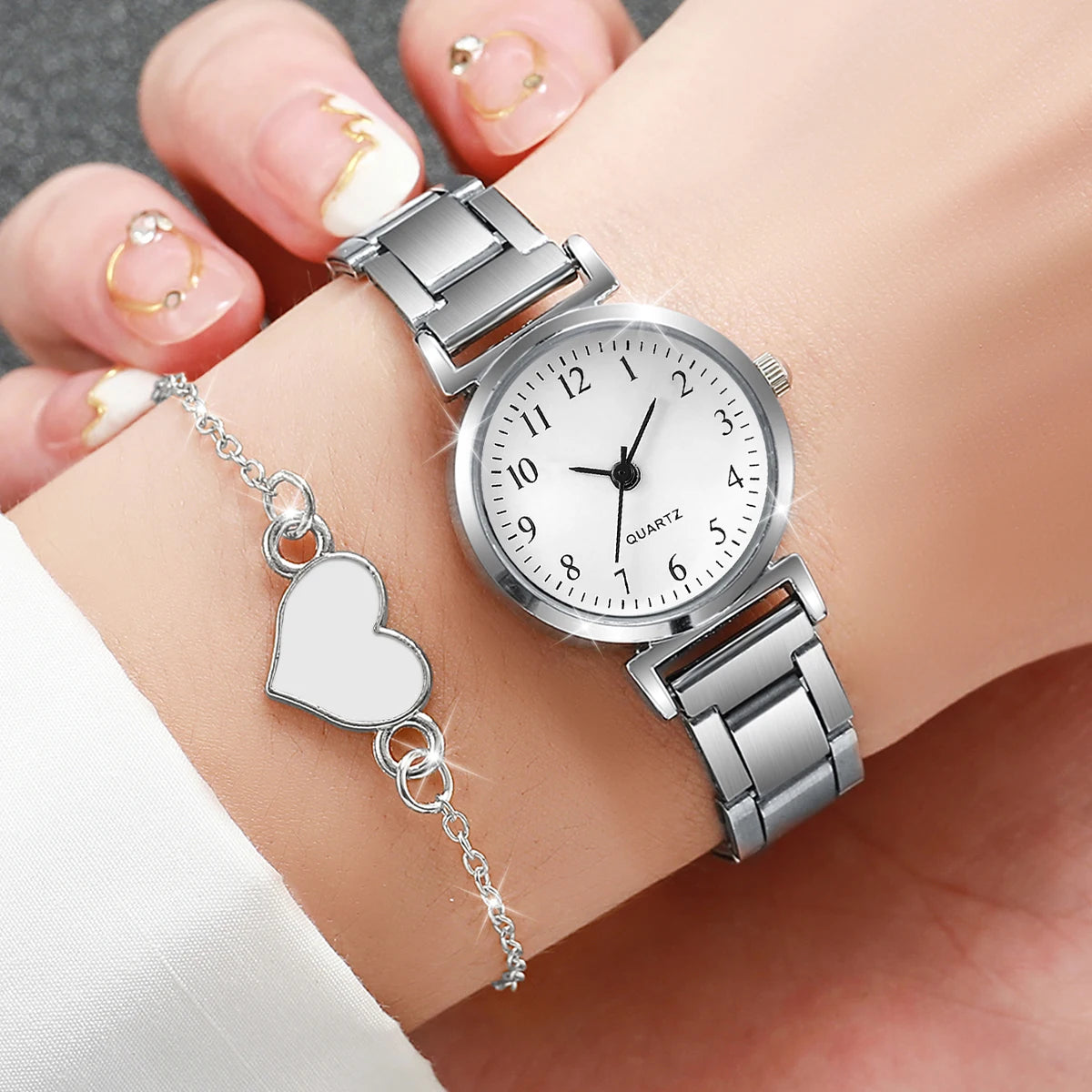 Square Stainless Steel Quartz Watch Set