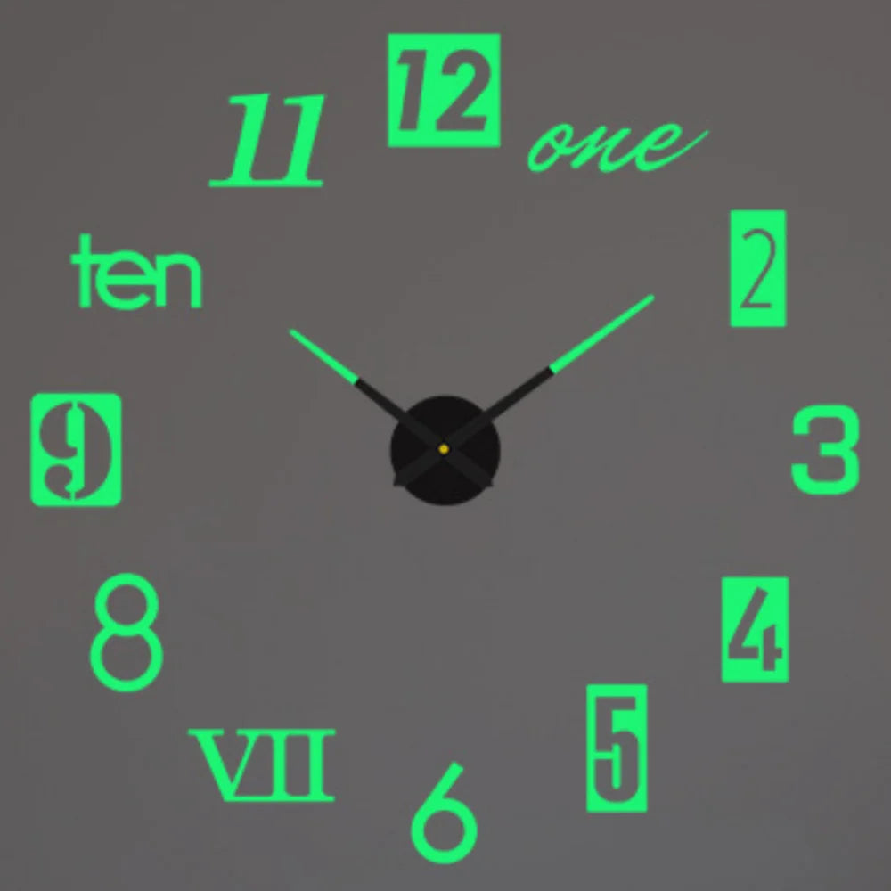 Large Wall 3D DIY Quartz Acrylic Mirror Stickers Clocks