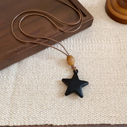 Black Coffee Round Water Drop Resin Necklaces