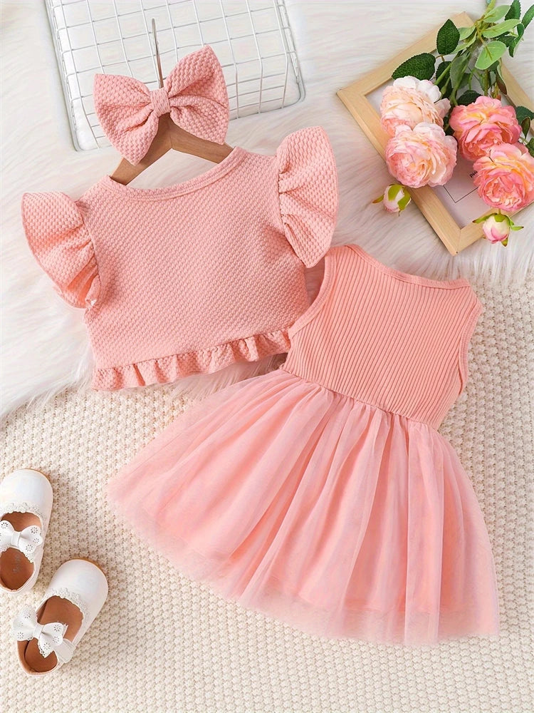 Newborn Baby Girls Flower Mesh Dress