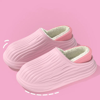 Winter Cotton Warm Non-Slip Thick Bottom Slides Soft Waterproof Slippers