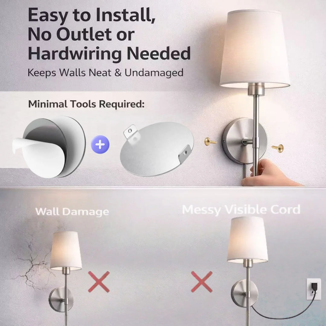 Wireless Battery Powered Wall Lamps Stick-On or Screw Mount
