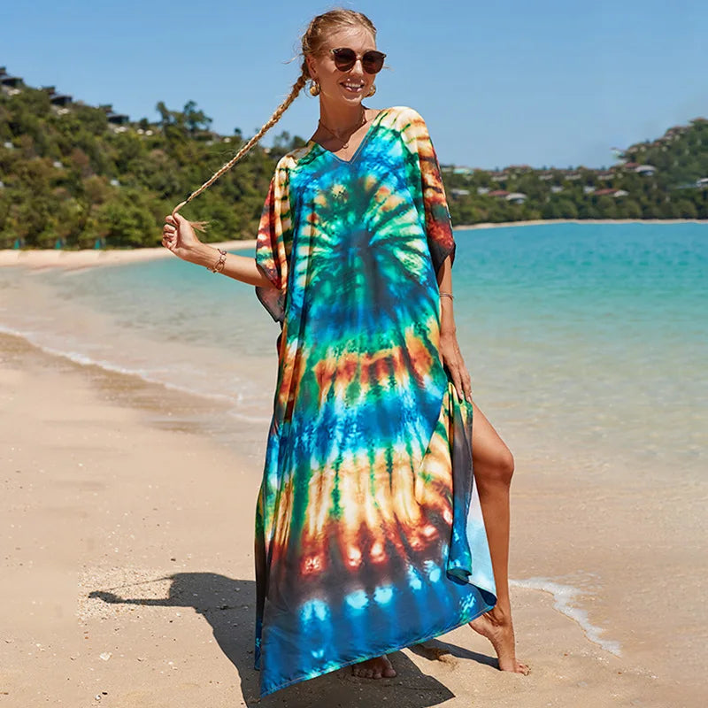 Swimsuit Kaftans Beach Cover Ups Colorful Outfits Dress