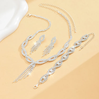 Copper Claw Chain Hollow Tassel Necklace Set
