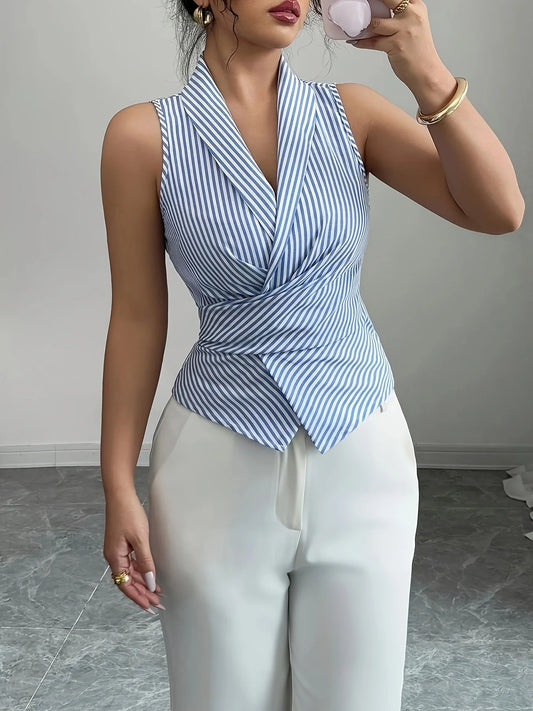 Elegant Sleeveless V-Neck Blouse