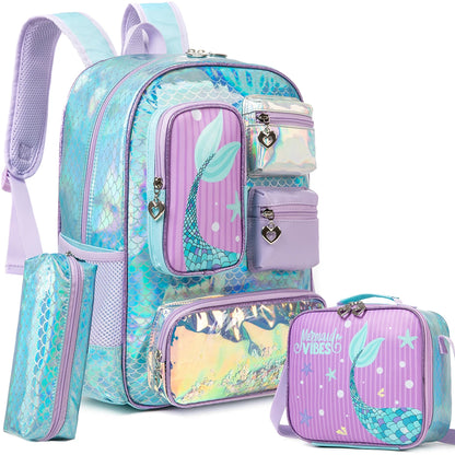 Meetbelify Mermaid Backpack for Girls Bookbag